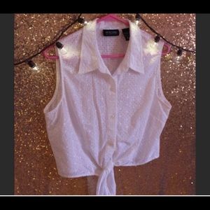 New York & Company White Crop Top